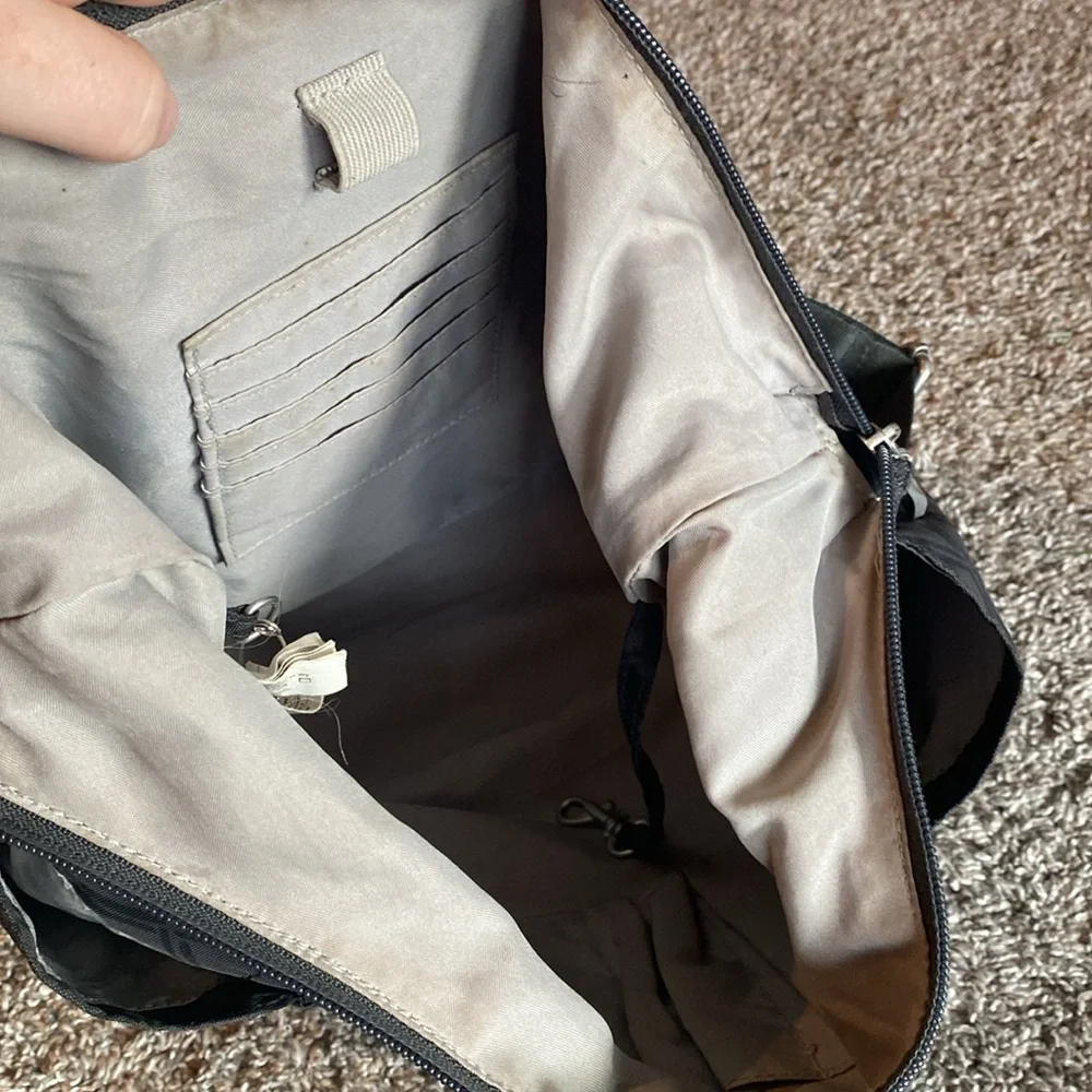 Baggallini Gray & Black Diamond Large Travel Shoulder Hobo Bag Purse